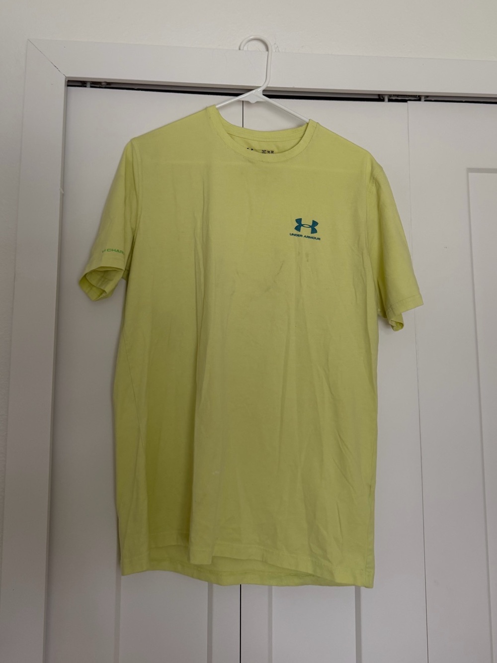 Under Armour Men’s Short Sleeve Tee - Yellow with Blue Logo